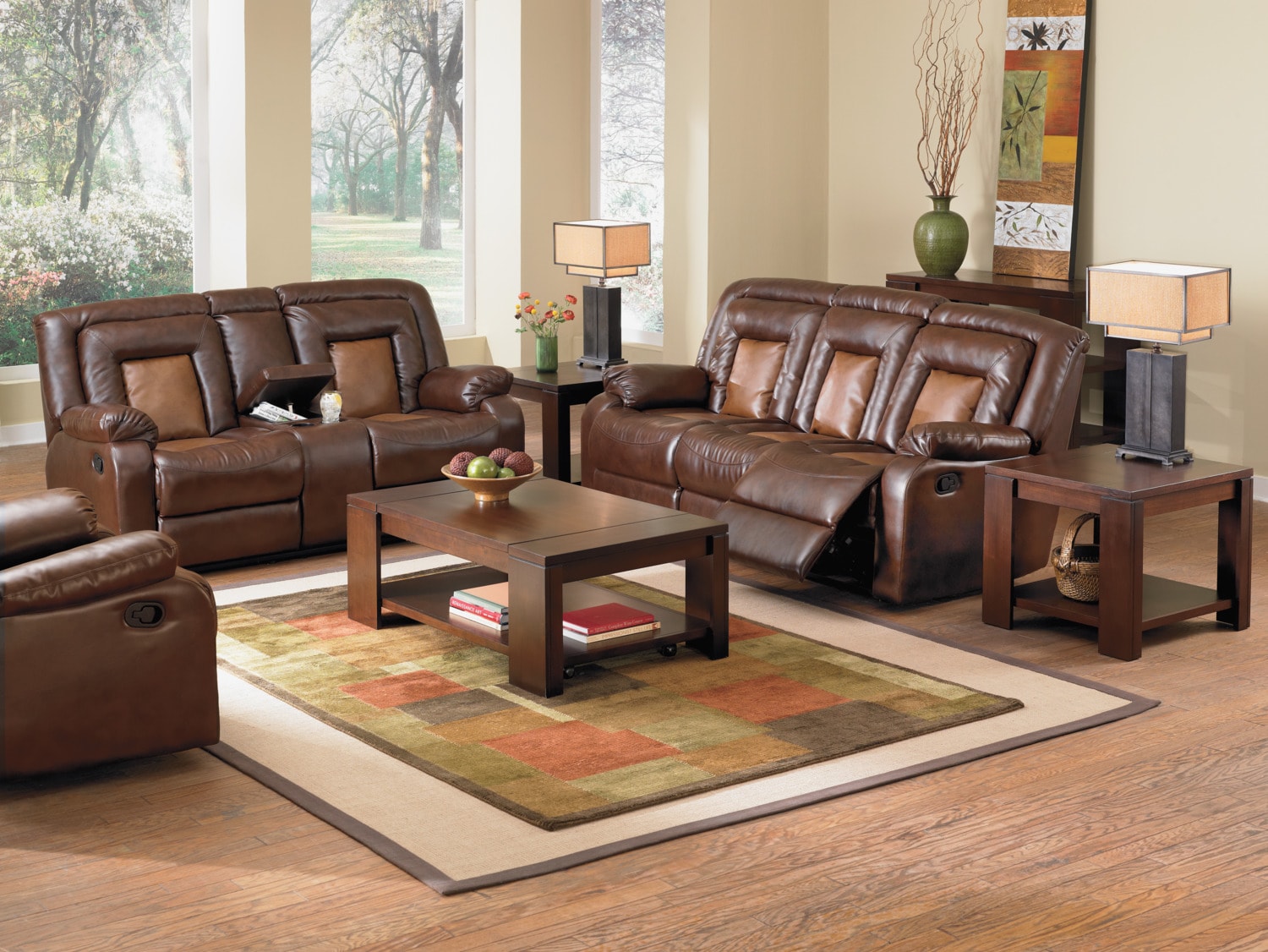 Mustang Dual-Reclining Sofa with Console - Brown | American Signature ...
