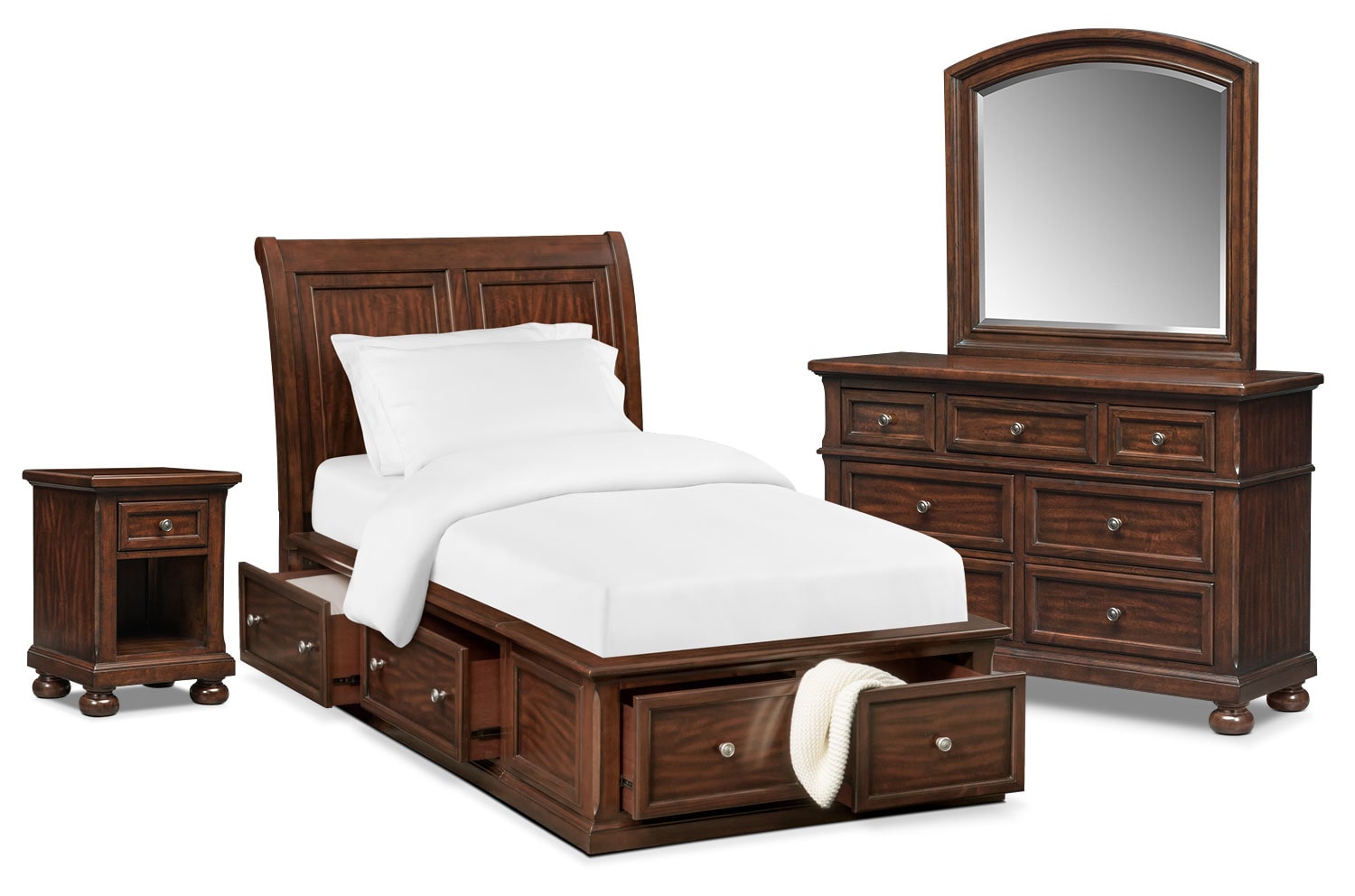 Hanover Youth 6-Piece Twin Sleigh Bedroom Set with Storage ...