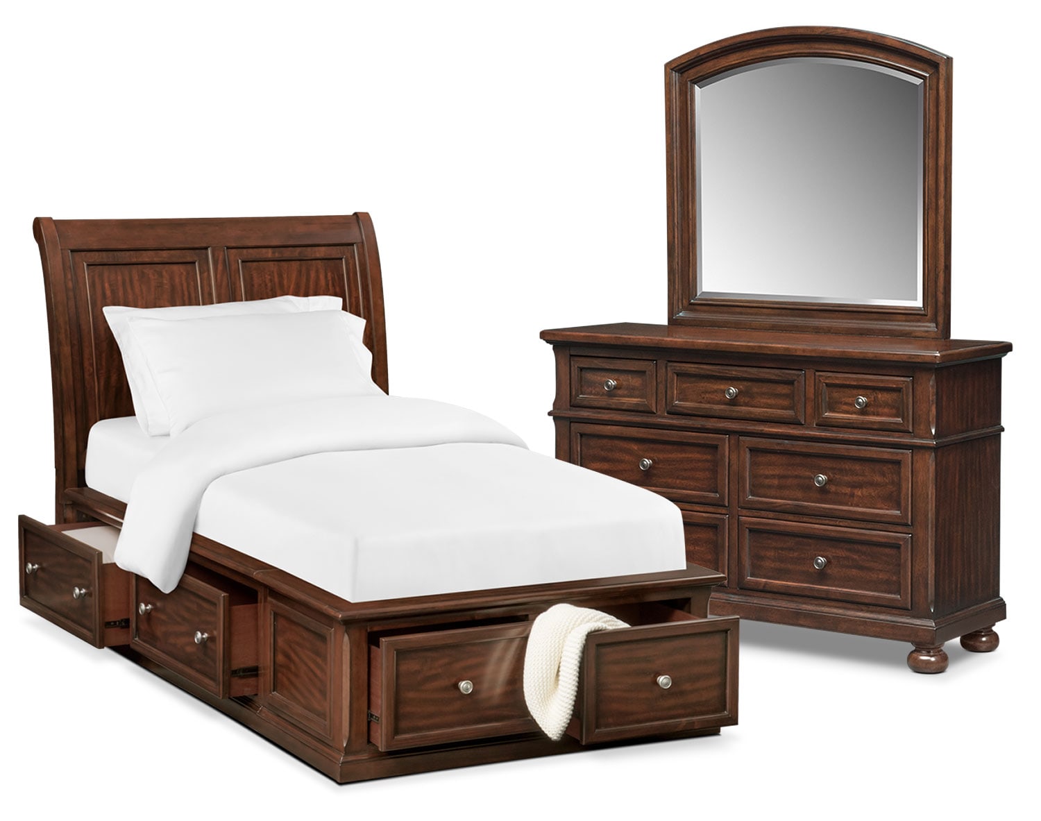 Hanover Youth 5 Piece Sleigh Storage Bedroom Set With Dresser And