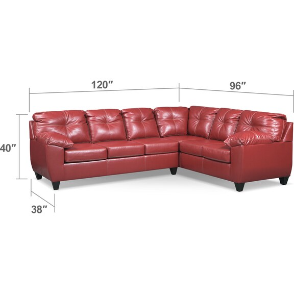 Living Room Furniture - Ricardo 2-Piece Sectional with Right-Facing Sofa - Cardinal