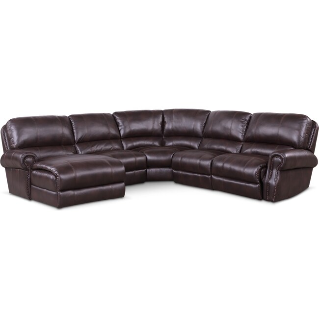 Living Room Furniture - Dartmouth 5-Piece Power Reclining Sectional with 1 Reclining Seat and Chaise