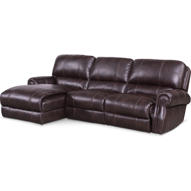 Living Room Furniture - Dartmouth 3-Piece Power Reclining Sectional with Chaise