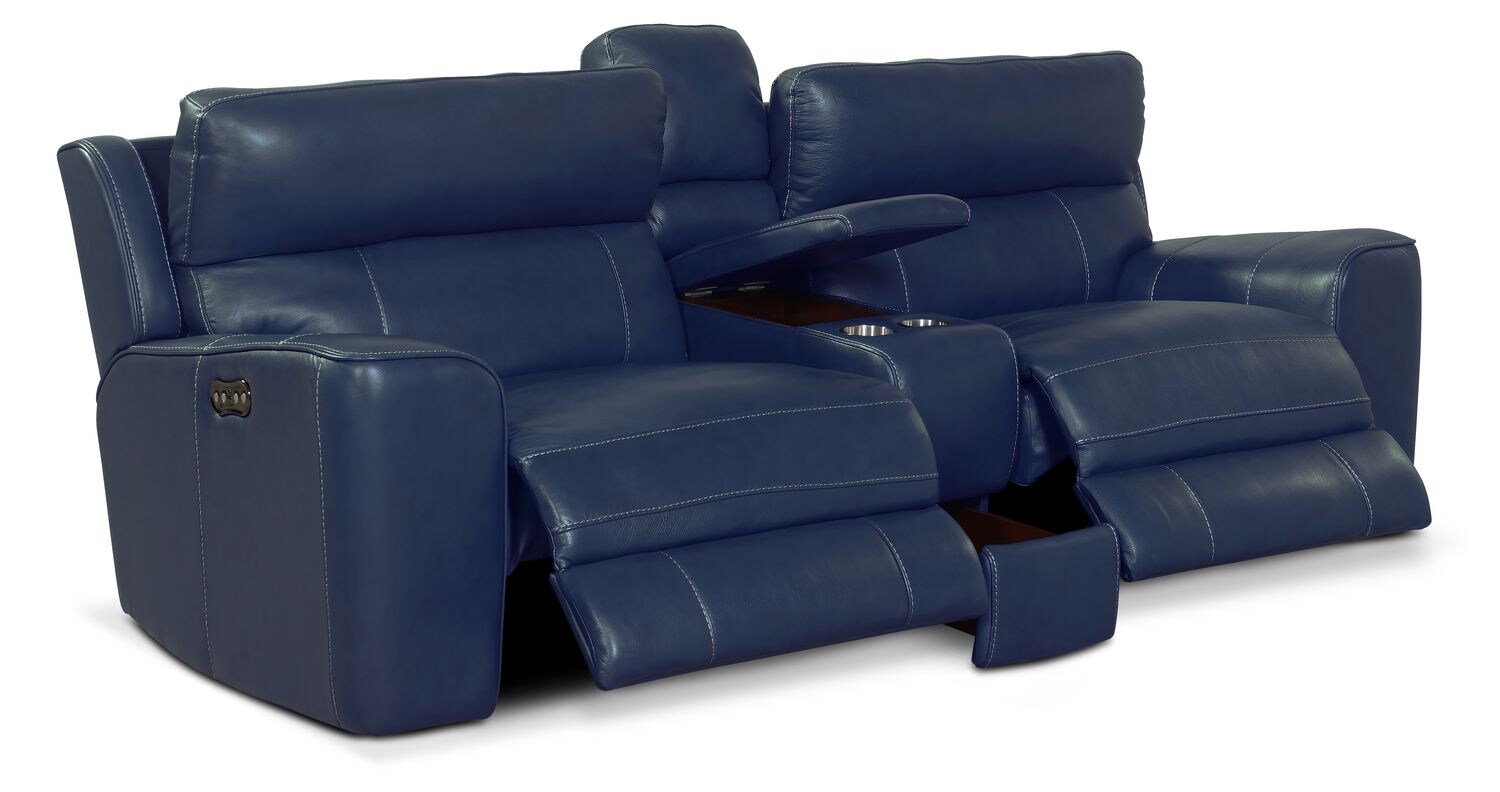 Newport 3Piece Power Reclining Sofa Blue American Signature Furniture