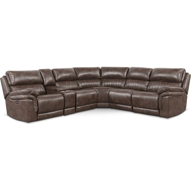 Living Room Furniture - Monterey 6-Piece Power Reclining Sectional with 3 Reclining Seats