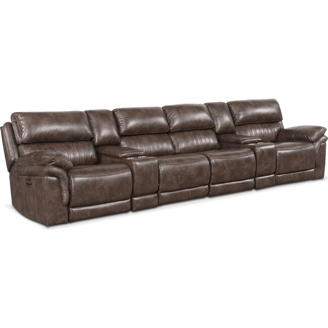 Living Room Furniture - Monterey 6-Piece Power Reclining Sectional with 4 Reclining Seats