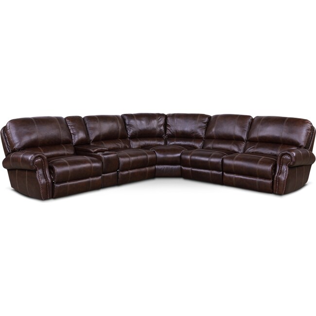 Living Room Furniture - Dartmouth 6-Piece Dual-Power Reclining Sectional with 2 Reclining Seats