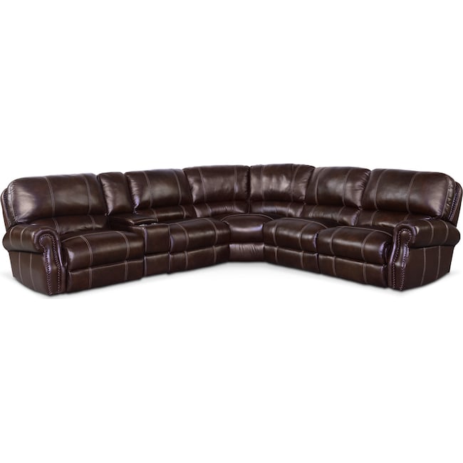 Living Room Furniture - Dartmouth 6-Piece Dual-Power Reclining Sectional with 3 Reclining Seats