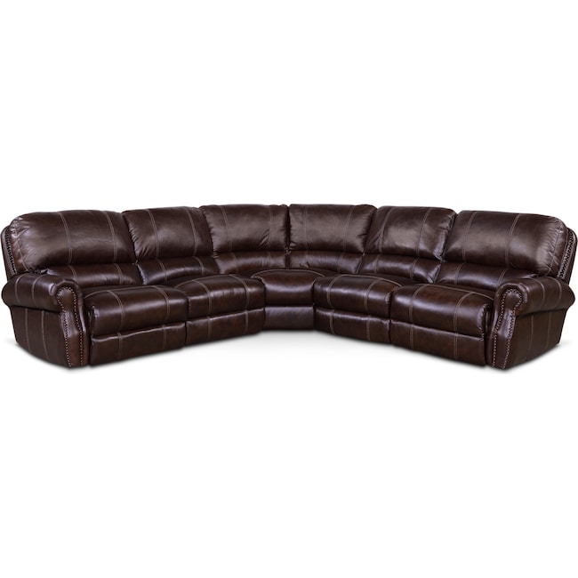 Living Room Furniture - Dartmouth 5-Piece Dual-Power Reclining Sectional with 3 Reclining Seats
