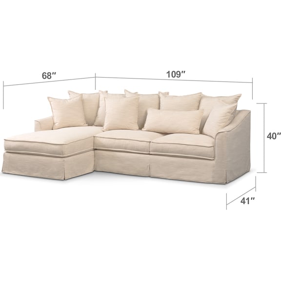 Living Room Furniture - Brooke Cumulus 2-Piece Sectional with Left-Facing Chaise - Ivory