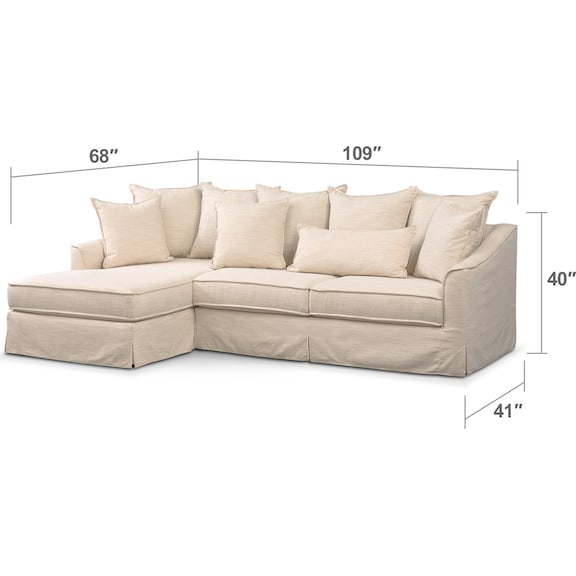 Living Room Furniture - Brooke Comfort 2-Piece Sectional with Left-Facing Chaise - Ivory