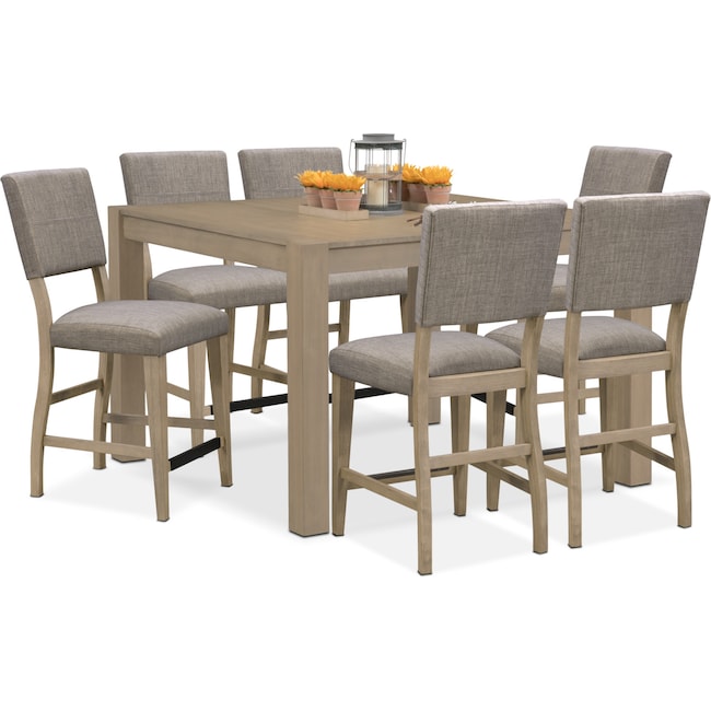 Tribeca Counter Height Table And 6 Upholstered Side Chairs