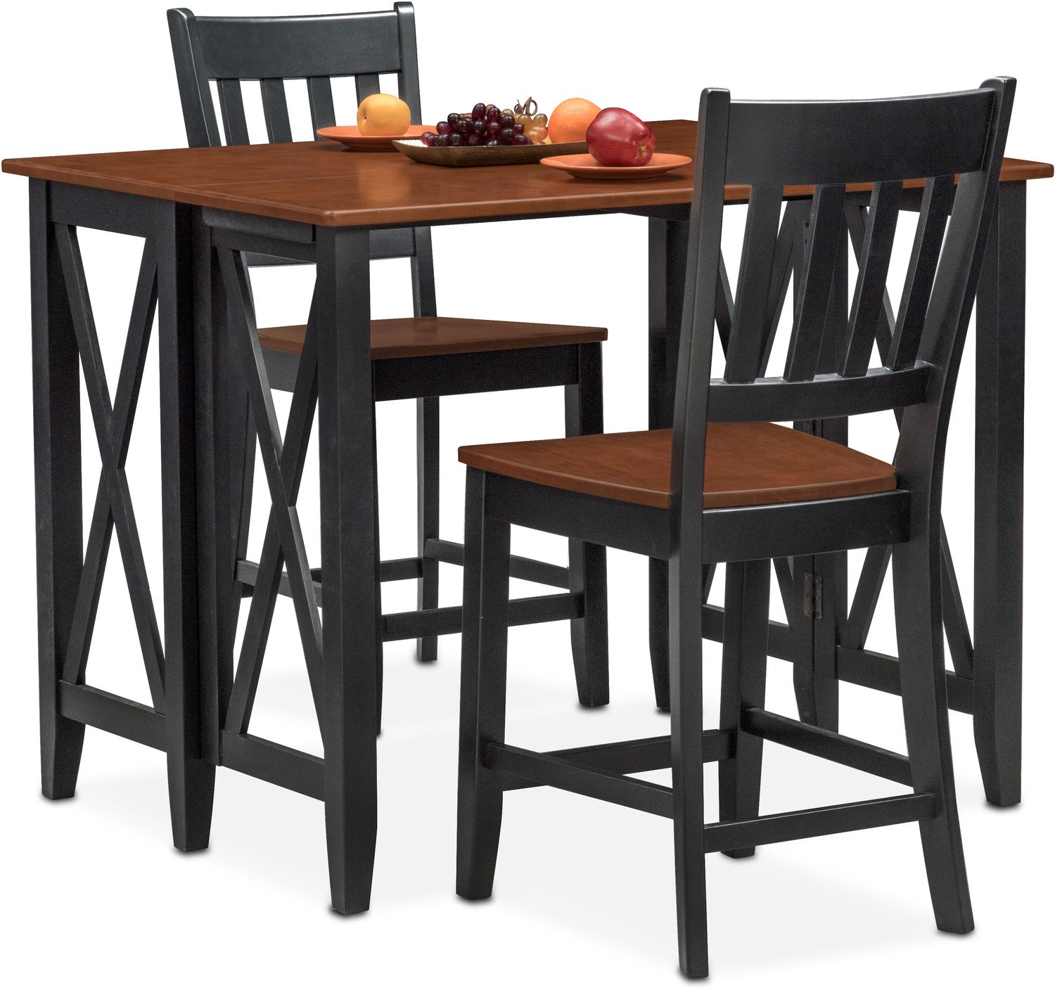 Nantucket Breakfast Bar and 2 Counter-Height Slat-Back Chairs