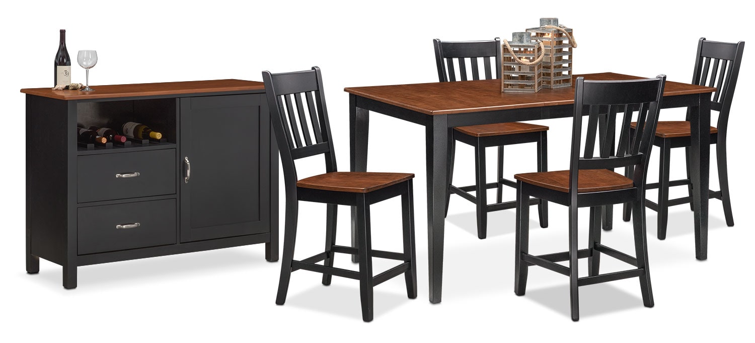 The Nantucket Counter-Height Dining Collection - Black and Cherry