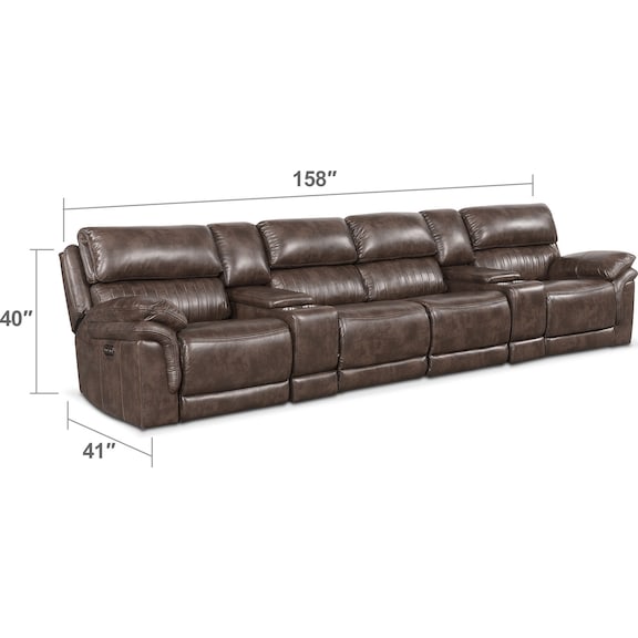 Living Room Furniture - Monterey 6-Piece Power Reclining Sectional with 4 Reclining Seats