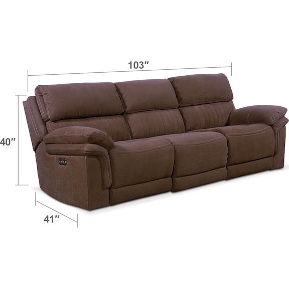 Living Room Furniture - Monterey 3-Piece Power Reclining Sofa - Mocha