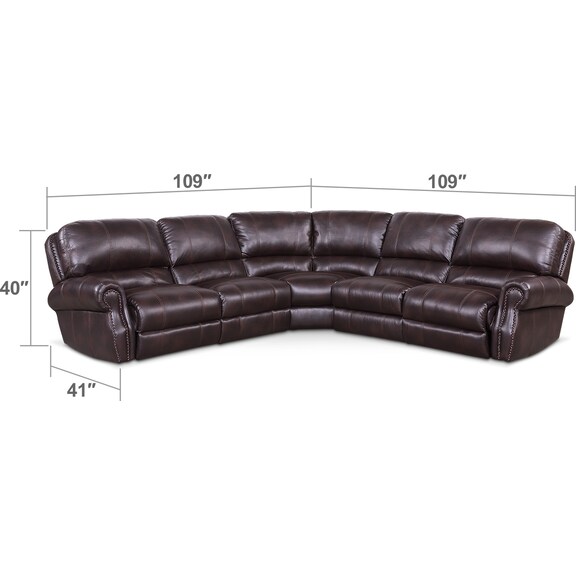 Living Room Furniture - Dartmouth 5-Piece Power Reclining Sectional with 3 Reclining Seats