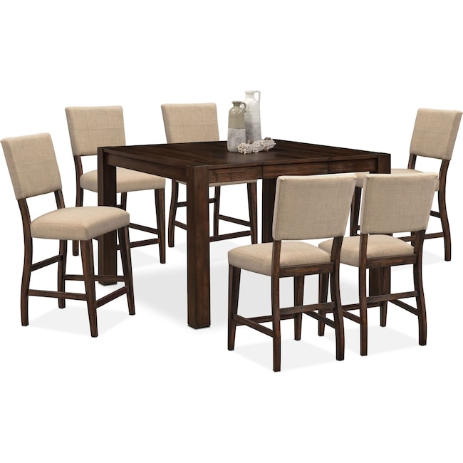 Dining Room Furniture - Tribeca Counter-Height Dining Table and 6 Upholstered Dining Chairs