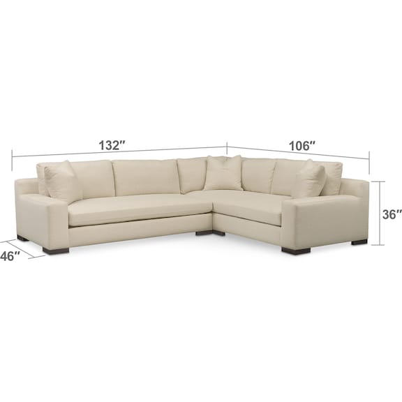 Living Room Furniture - Ethan 2-Piece Sectional with Sofa