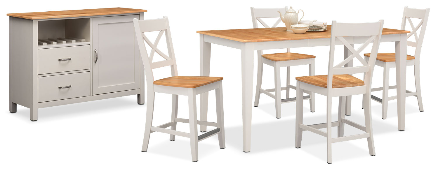 The Nantucket Counter-Height Dining Collection - Maple and White