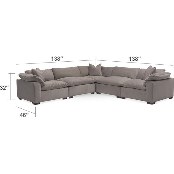 Living Room Furniture - The Plush Sectional Collection - Gray