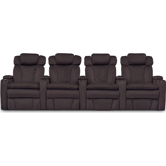Living Room Furniture - Fiero 4-Piece Dual-Power Reclining Home Theater Sectional