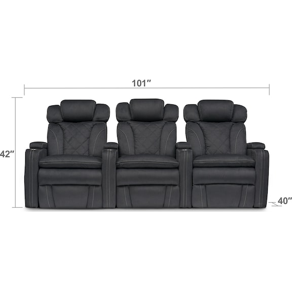 Living Room Furniture - Fiero 3-Piece Dual-Power Reclining Home Theater Sectional