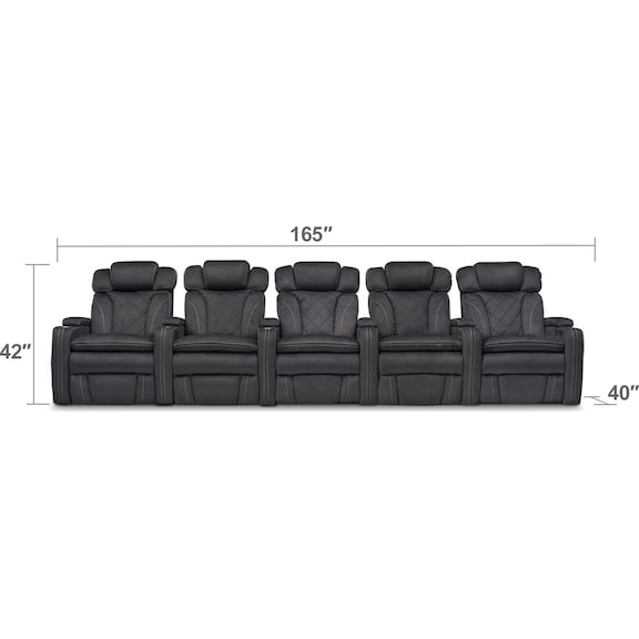 Living Room Furniture - Fiero 5-Piece Dual-Power Reclining Sectional