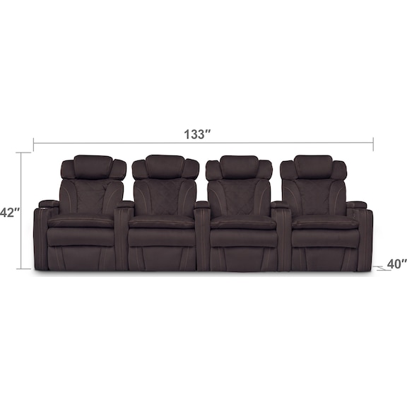 Living Room Furniture - Fiero 4-Piece Dual-Power Reclining Home Theater Sectional