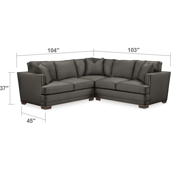 Living Room Furniture - Arden 2-Piece Sectional with Loveseat
