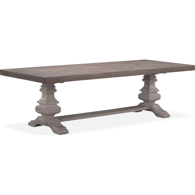 Dining Room Furniture - Lancaster 104" Wood Top Table - Parchment with Water White Urn Base