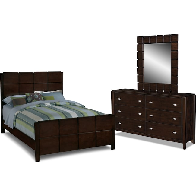 Mosaic 5 Piece Queen Bedroom Set Dark Brown