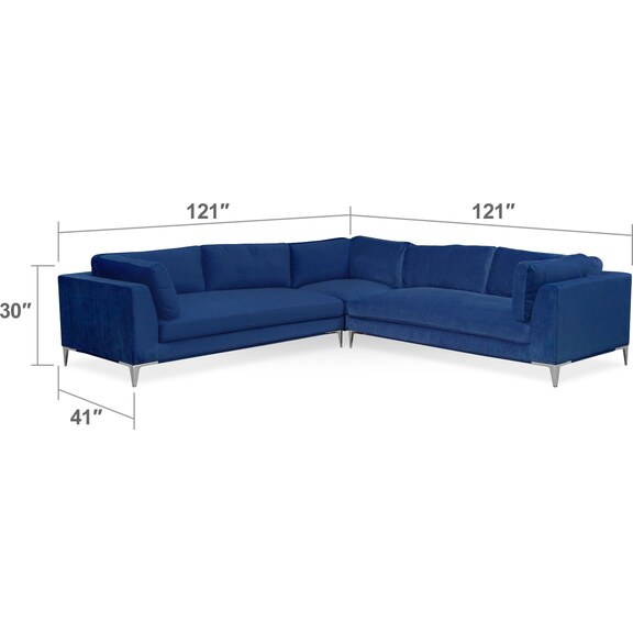 Living Room Furniture - Aaron 3-Piece Sectional - Indigo