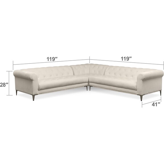 Living Room Furniture - David 3-Piece Sectional - Ivory
