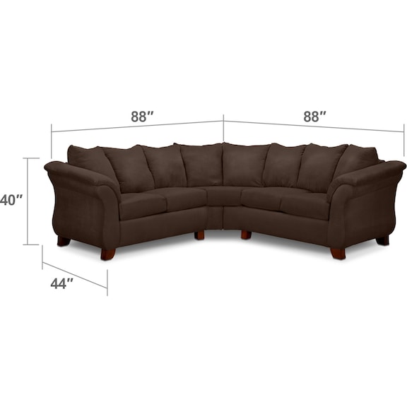 Living Room Furniture - Adrian 2-Piece Sectional - Chocolate