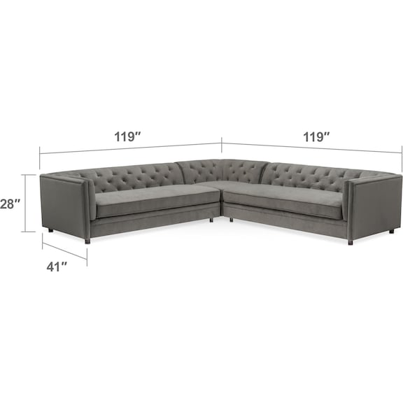 Living Room Furniture - Gabe 3-Piece Sectional - Flannel
