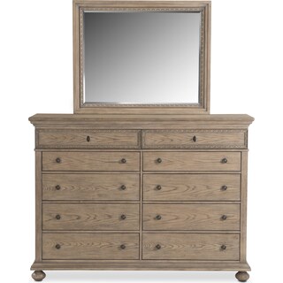 Dressers American Signature Langham 10 Drawer Dresser And Mirror Natural