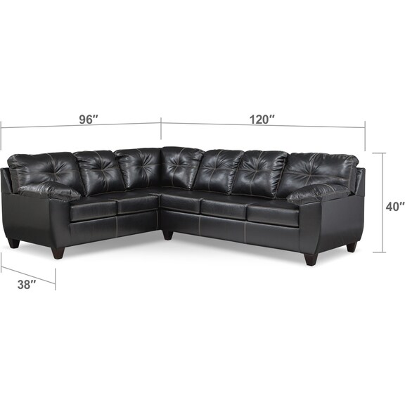 Living Room Furniture - Ricardo 2-Piece Memory Foam Sleeper Sectional with Left-Facing Sofa - Onyx