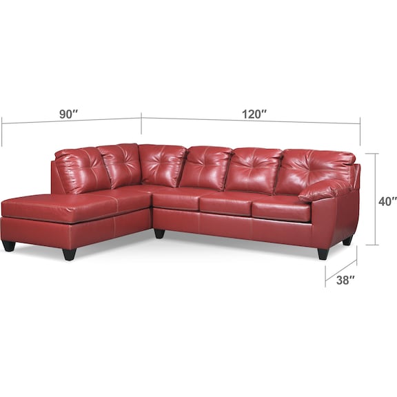Living Room Furniture - Ricardo 2-Piece Innerspring Sleeper Sectional with Left-Facing Chaise - Cardinal