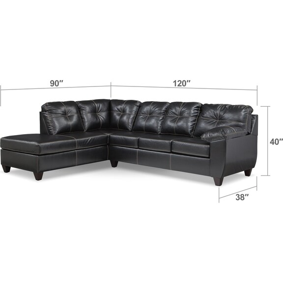 Living Room Furniture - Ricardo 2-Piece Memory Foam Sleeper Sectional with Left-Facing Chaise - Onyx