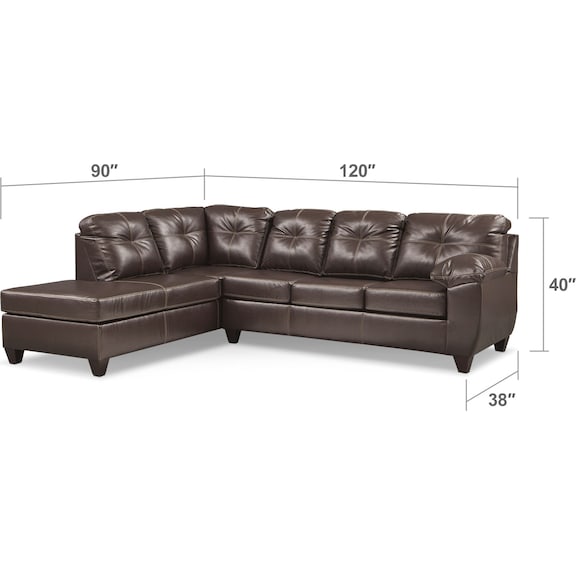 Living Room Furniture - Ricardo 2-Piece Memory Foam Sleeper Sectional with Left-Facing Chaise - Brown