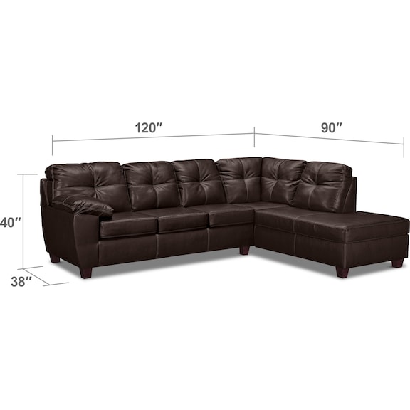 Living Room Furniture - Ricardo 2-Piece Queen Sleeper Sectional with Chaise