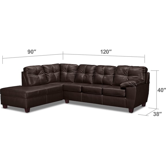 Living Room Furniture - Ricardo 2-Piece Queen Sleeper Sectional with Chaise