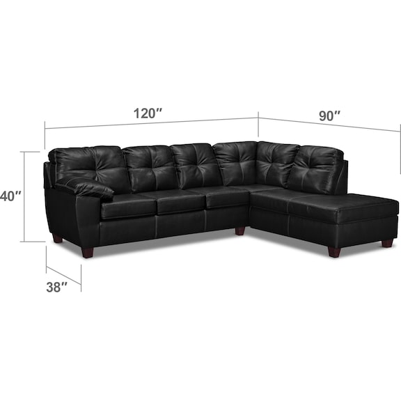 Living Room Furniture - Ricardo 2-Piece Sectional with Right-Facing Chaise - Onyx