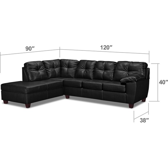 Living Room Furniture - Ricardo 2-Piece Sectional with Left-Facing Chaise - Onyx