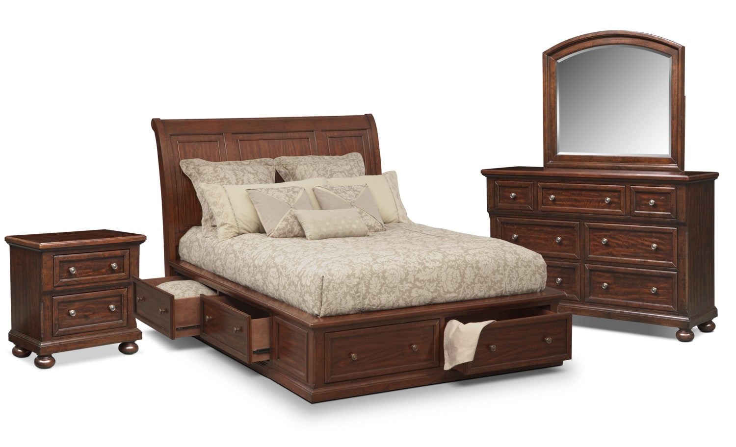 Hanover 6 Piece Storage Bedroom Set With Nightstand Dresser And