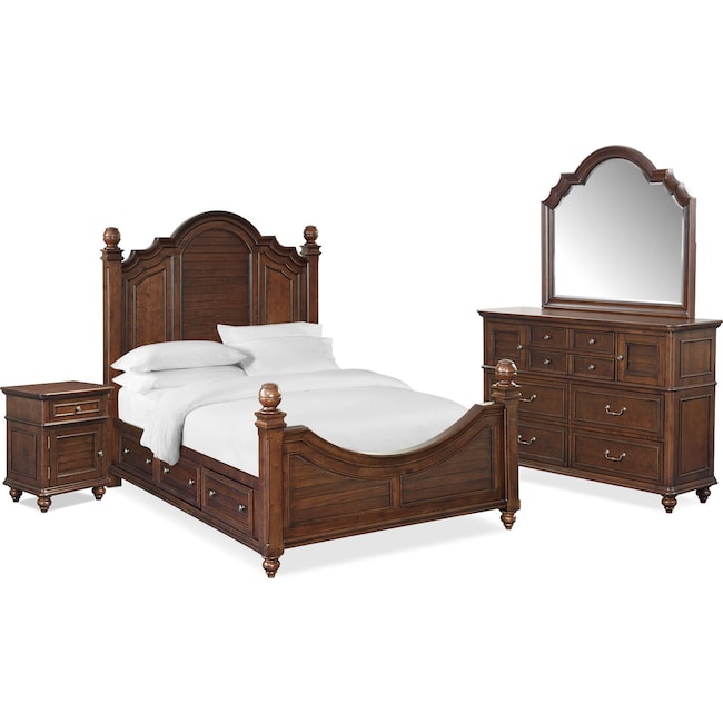 Charleston 6 Piece Poster Bedroom Set With 4 Underbed Drawers