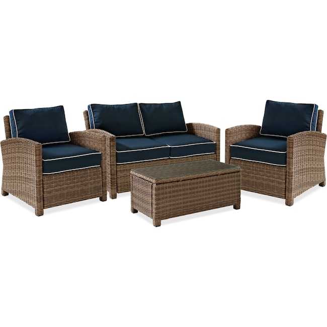 Outdoor Furniture - Destin Outdoor Loveseat, 2 Chairs and Coffee Table Set