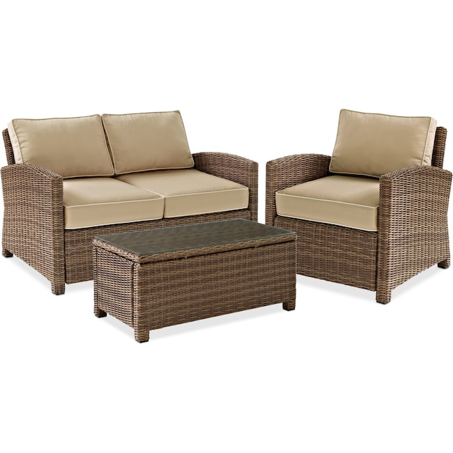 Outdoor Furniture - Destin Outdoor Loveseat, Chair and Coffee Table Set
