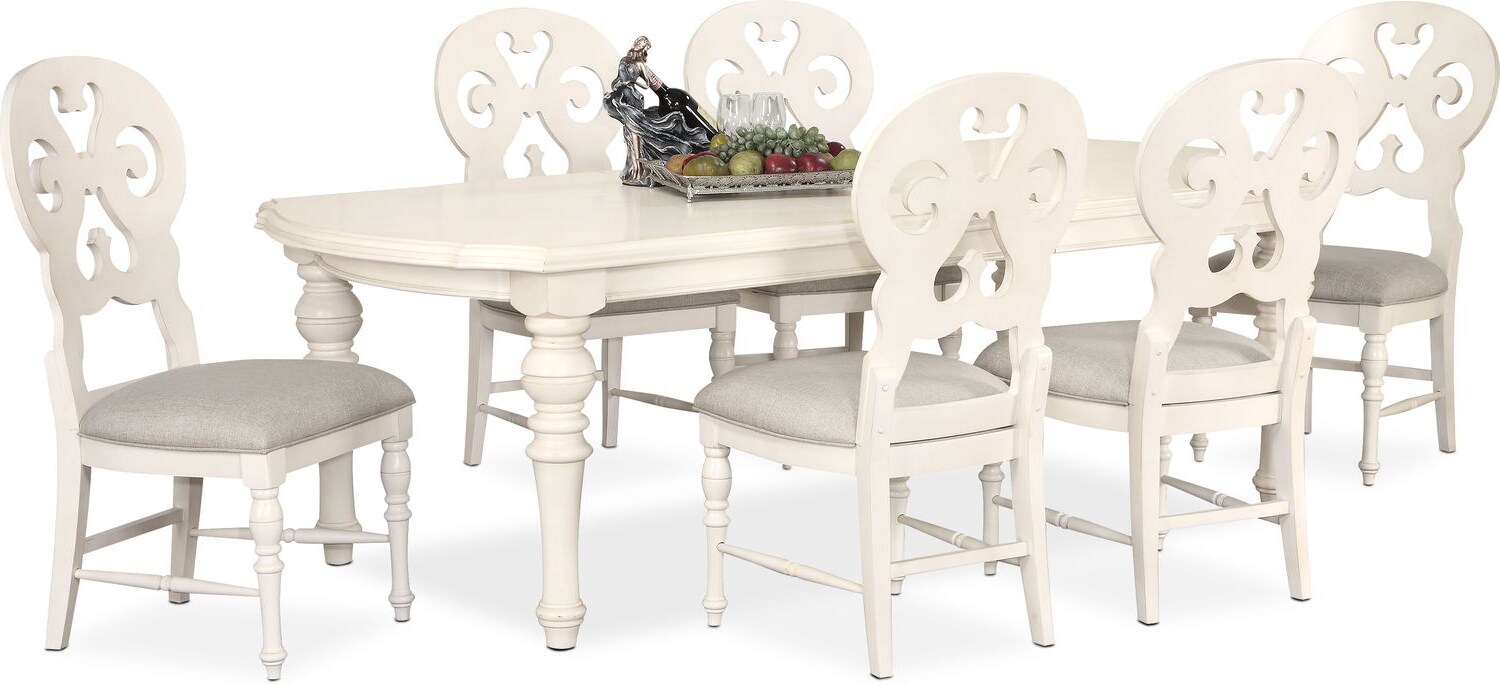 Charleston Rectangular Dining Table and 6 Scroll-Back Side ...