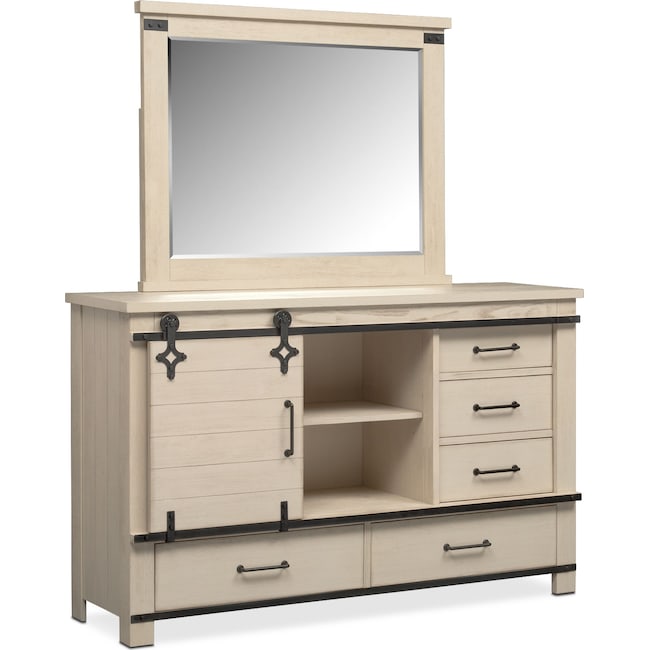 Founders Mill Dresser and Mirror - White | American Signature Furniture